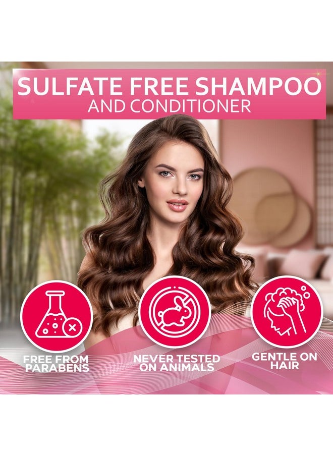 Rice Water Shampoo and Conditioner Set - Sulfate Free for Thin and Fine Hair - Fuller, Thickening Formula for Women and Men - With Strengthening Saw Palmetto - Anti Thinning, Volumizing for Thick Hair