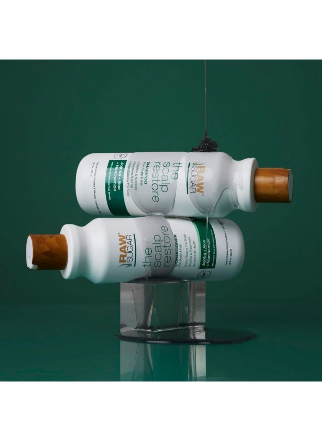 Raw Sugar Scalp Restore Hair Care Bundle, Shampoo and Conditioner Set with Jojoba, Aloe and Niacinamide, Formulated without Sulfates + Parabens