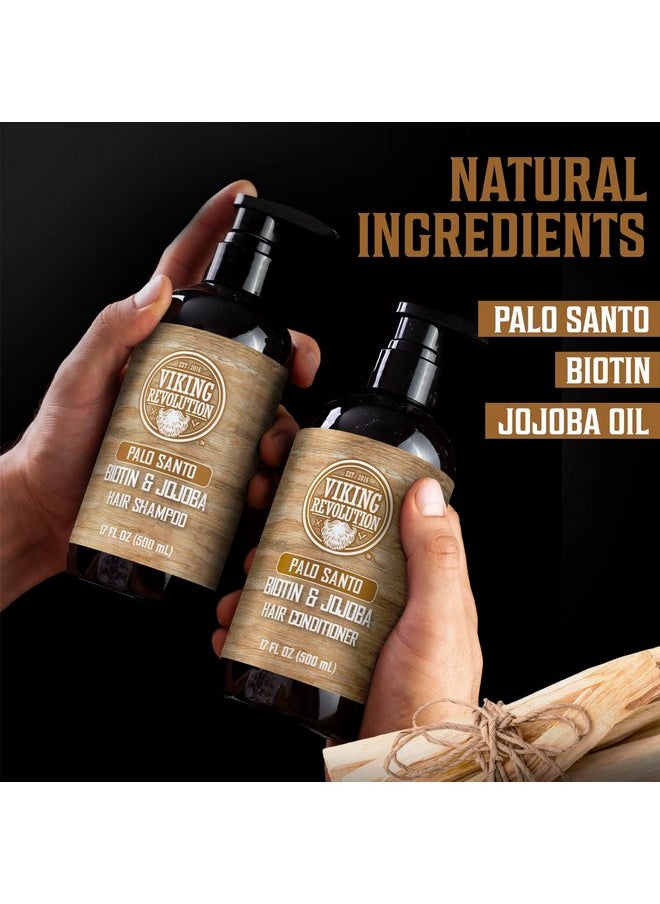 Viking Revolution Palo Santo Mens Shampoo and Conditioner Set with Biotin and Jojoba Oil - Natural Hair Shampoo and Hair Conditioner for Men with Vitamin B5 - Shampoo and Conditioner Set Men (17Oz)
