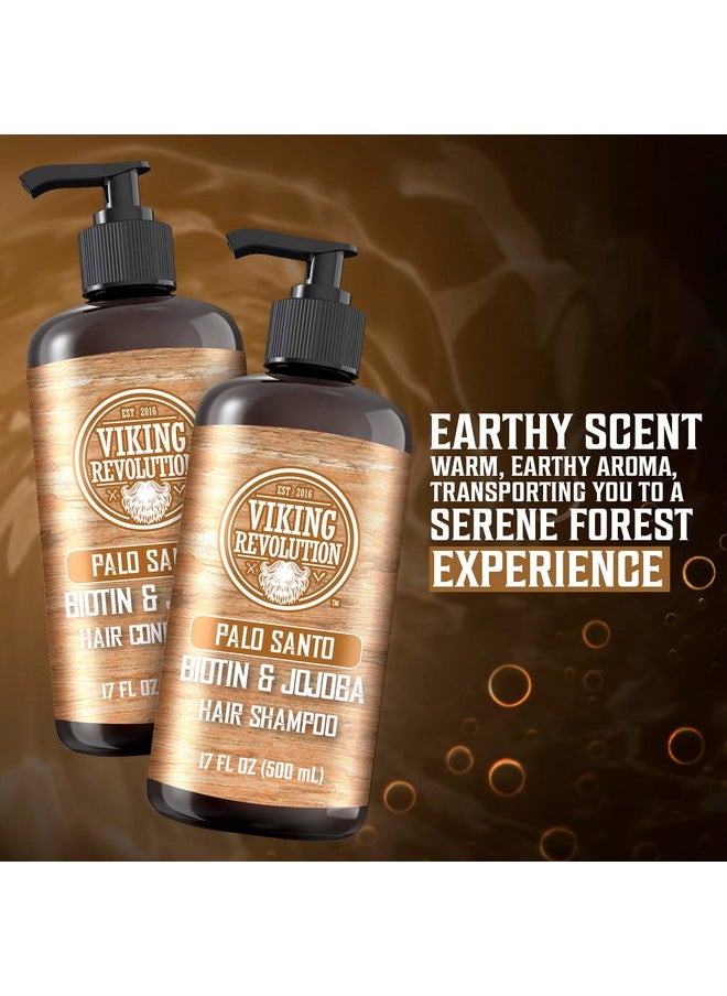 Viking Revolution Palo Santo Mens Shampoo and Conditioner Set with Biotin and Jojoba Oil - Natural Hair Shampoo and Hair Conditioner for Men with Vitamin B5 - Shampoo and Conditioner Set Men (17Oz)