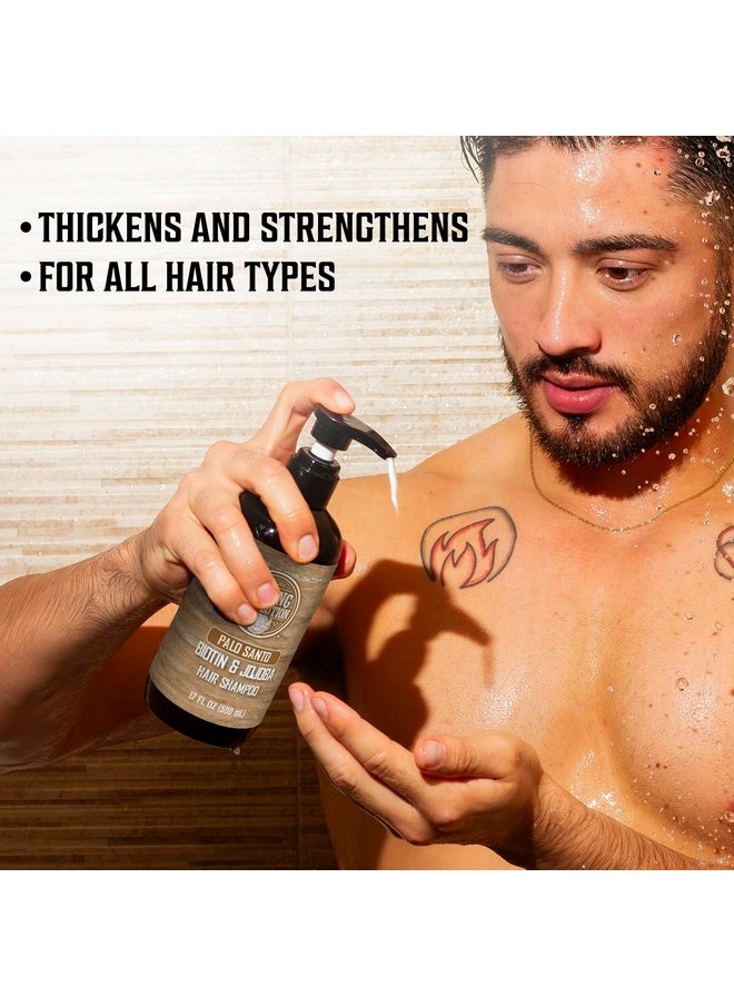 Viking Revolution Palo Santo Mens Shampoo and Conditioner Set with Biotin and Jojoba Oil - Natural Hair Shampoo and Hair Conditioner for Men with Vitamin B5 - Shampoo and Conditioner Set Men (17Oz)