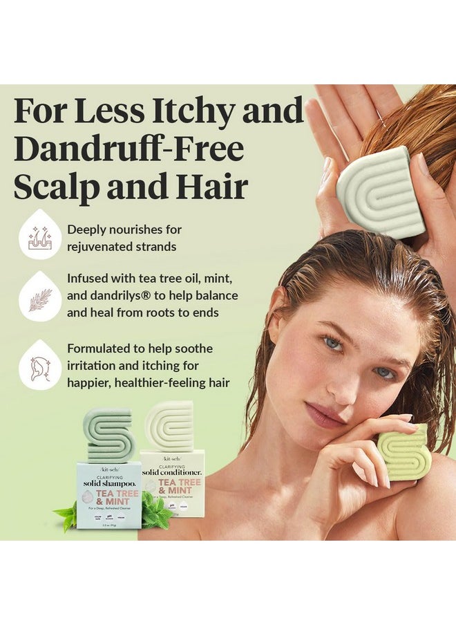 Kitsch Tea Tree & Mint Shampoo and Conditioner Bar Set, Hair Color Safe, Zero Waste, Vegan, Eco Friendly, Made in US, For All Hair Types, Paraben Free, Sulfate Free