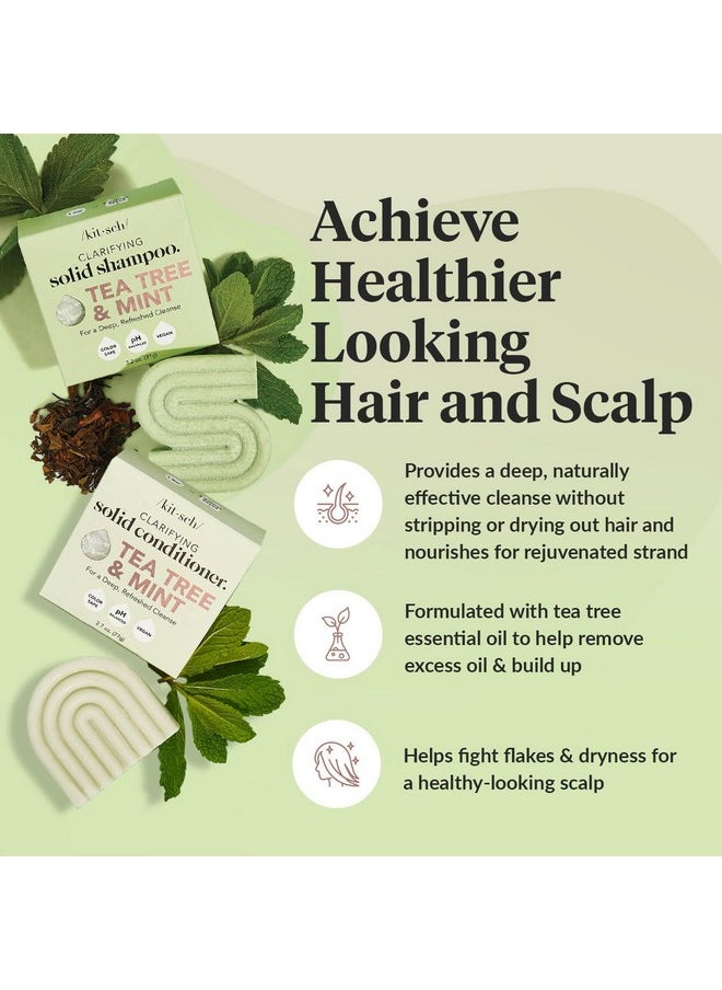 Kitsch Tea Tree & Mint Shampoo and Conditioner Bar Set, Hair Color Safe, Zero Waste, Vegan, Eco Friendly, Made in US, For All Hair Types, Paraben Free, Sulfate Free