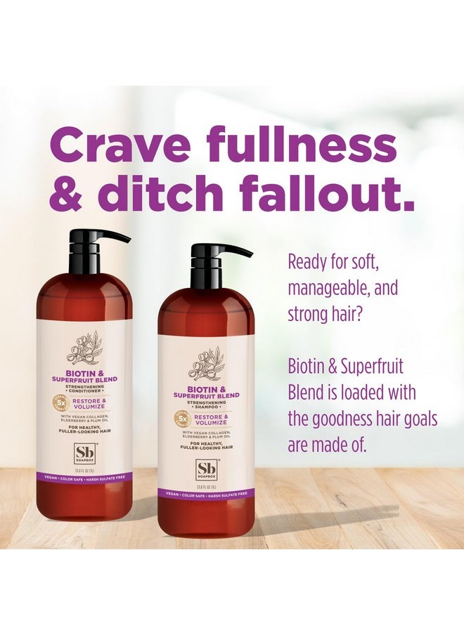 Soapbox Biotin & Superfruit Shampoo & Conditioner Set with Vegan Collagen, Aloe and Shea Butter, Sulfate Free, Paraben Free, Silicone Free, Color Safe and Vegan Hair Products, 1 Liter Each (Pack of 2)
