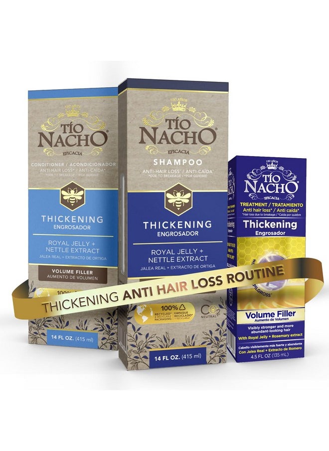 Tio Nacho Thickening Hair Care Bundle - Shampoo, Conditioner, and Treatment, Strengthening System for Fine Hair