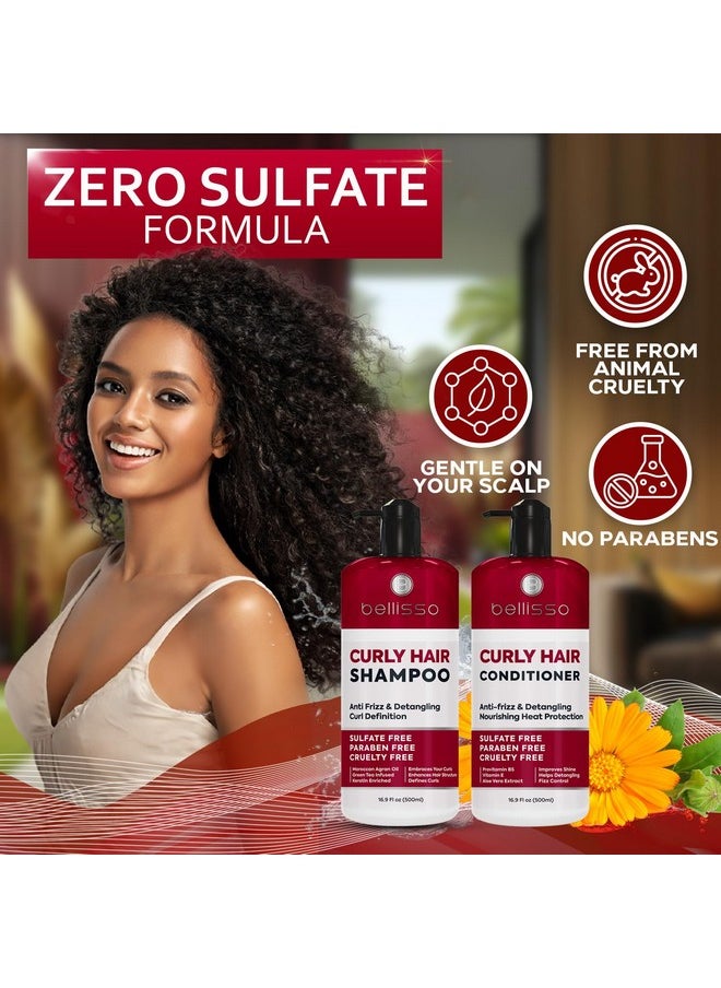 Curly Hair Shampoo and Conditioner Set - For Defining Wavy, Permed, Frizzy, Fine and Black Curls - Moisturizing, Sulfate Free Formula for Women and Men - Products are Safe for Color Treated Locks