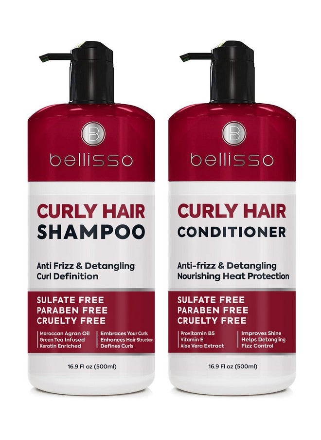 Curly Hair Shampoo and Conditioner Set - For Defining Wavy, Permed, Frizzy, Fine and Black Curls - Moisturizing, Sulfate Free Formula for Women and Men - Products are Safe for Color Treated Locks