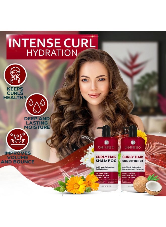 Curly Hair Shampoo and Conditioner Set - For Defining Wavy, Permed, Frizzy, Fine and Black Curls - Moisturizing, Sulfate Free Formula for Women and Men - Products are Safe for Color Treated Locks