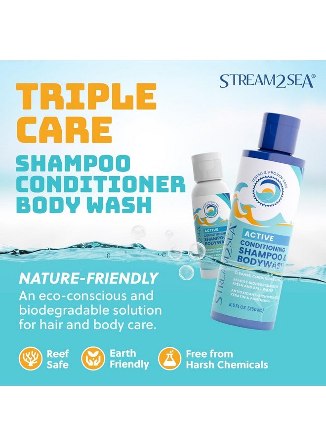 Non Toxic Shampoo and Conditioner, Body Wash 3 in 1 for Swim - Reef Safe Swimmers Shampoo for Men, Women or Kids - All Natural Organic Shampoo and Conditioner Set with Biodegradable Soap for Camping