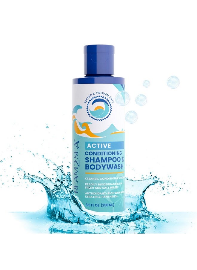 Non Toxic Shampoo and Conditioner, Body Wash 3 in 1 for Swim - Reef Safe Swimmers Shampoo for Men, Women or Kids - All Natural Organic Shampoo and Conditioner Set with Biodegradable Soap for Camping