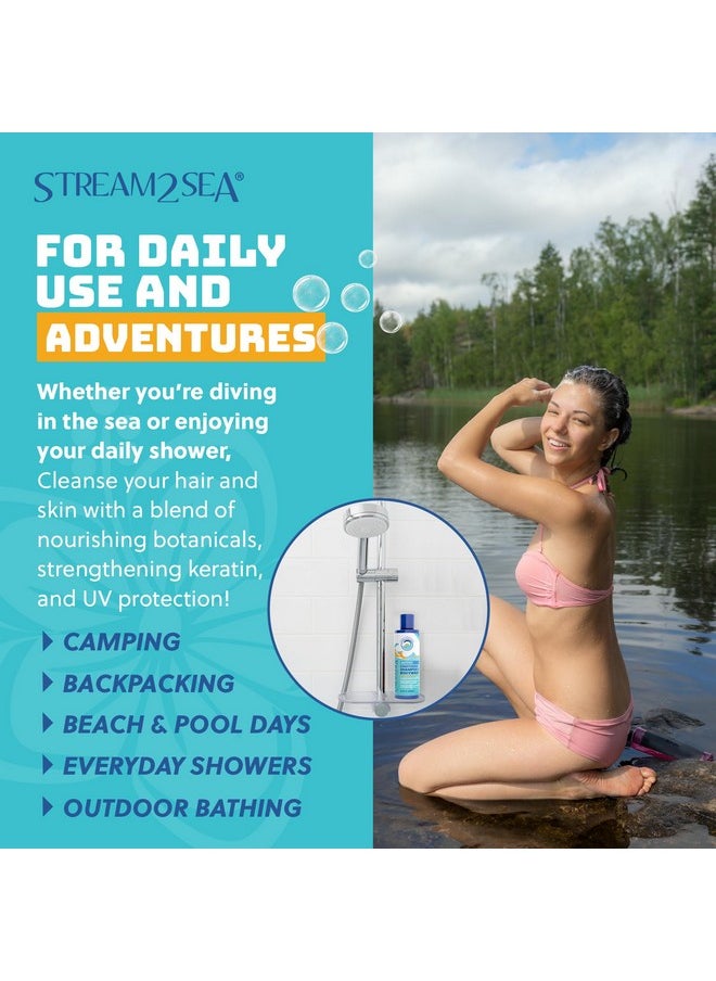 Non Toxic Shampoo and Conditioner, Body Wash 3 in 1 for Swim - Reef Safe Swimmers Shampoo for Men, Women or Kids - All Natural Organic Shampoo and Conditioner Set with Biodegradable Soap for Camping