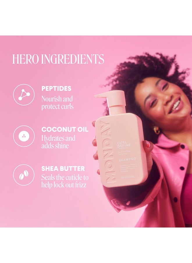 MONDAY HAIRCARE Curl Define Shampoo + Conditioner Set (2 Pack) 12oz Each, Nourishing Curls, Tames Frizz, Enhances Shine with Coconut Oil and Shea Butter, 100% Recyclable Bottles