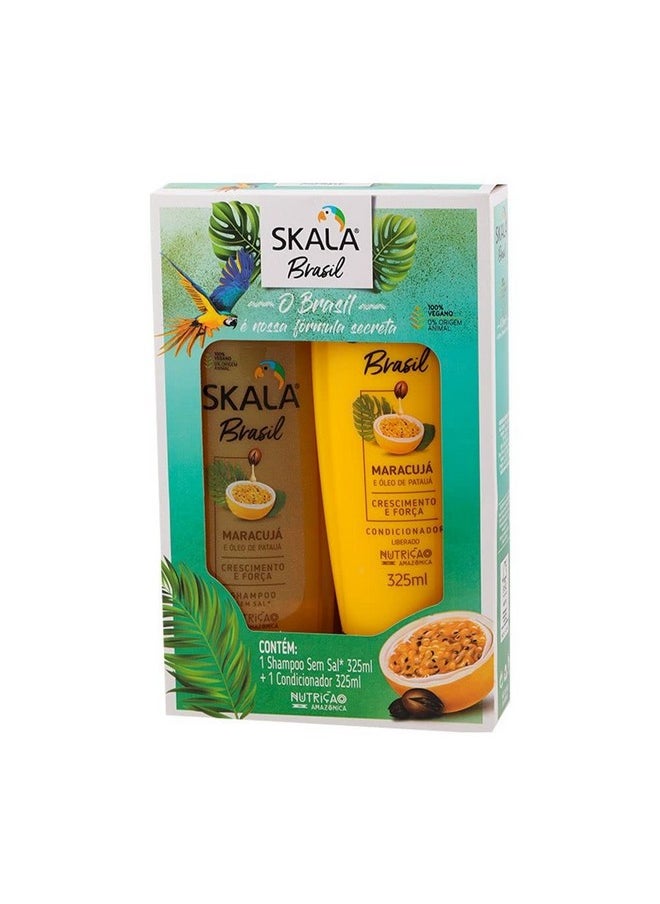 Skala - Linha Brasil - Kit Maracuja e Oleo De Pataua Shampoo e Condicionador (2 x 325 Ml) - (Brazil Collection - Passion Fruit and Pataua Oil Shampoo & Conditioner Set (2 x 11 Fl Oz))