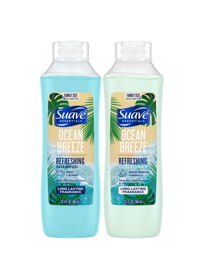 Suave Shampoo & Conditioner Set, Ocean Breeze - Everyday Refreshing Formulas with Sea Algae Extract & Vitamin E, 22.5 Oz Ea (2 Piece Set)