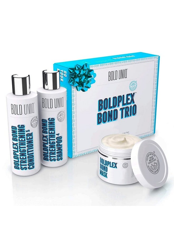 Boldplex 3, 4 & 5 Bond Restore Treatment, Shampoo & Conditioner Trio Gift Set - Hydrating Protein Formula, Strengthens Dry & Damaged Hair, Repairs Breakages & Split Ends. Vegan & Cruelty Free.