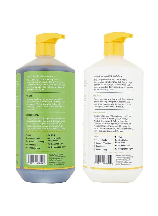 Alaffia EveryDay Coconut Shampoo and Conditioner - Normal to Dry Hair Cleansing with Ginger and Coconut Oil, Fair Trade, 32 Fl Oz