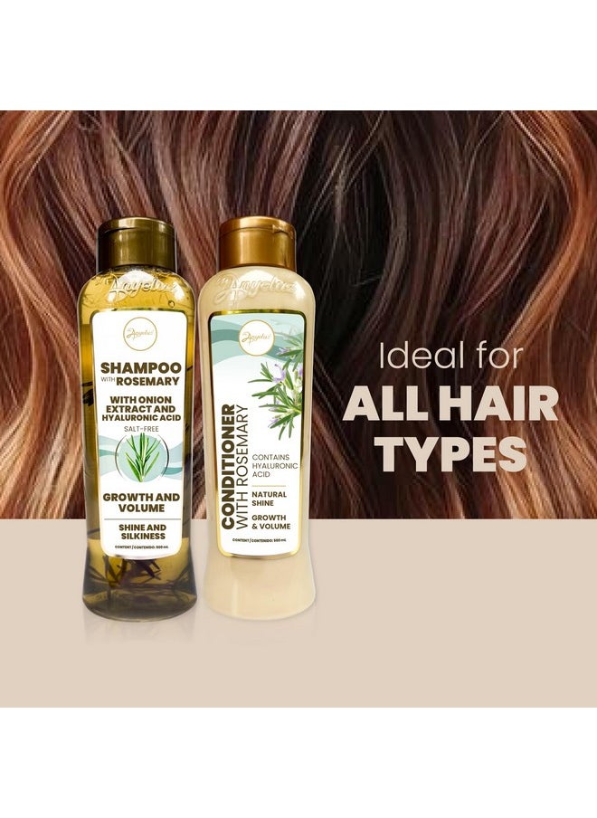 ANYELUZ Rosemary Shampoo and Conditioner Set, with Hyaluronic Acid and Rosemary, Enhances Shine, Natural Extracts, Recommended for All Hair Types