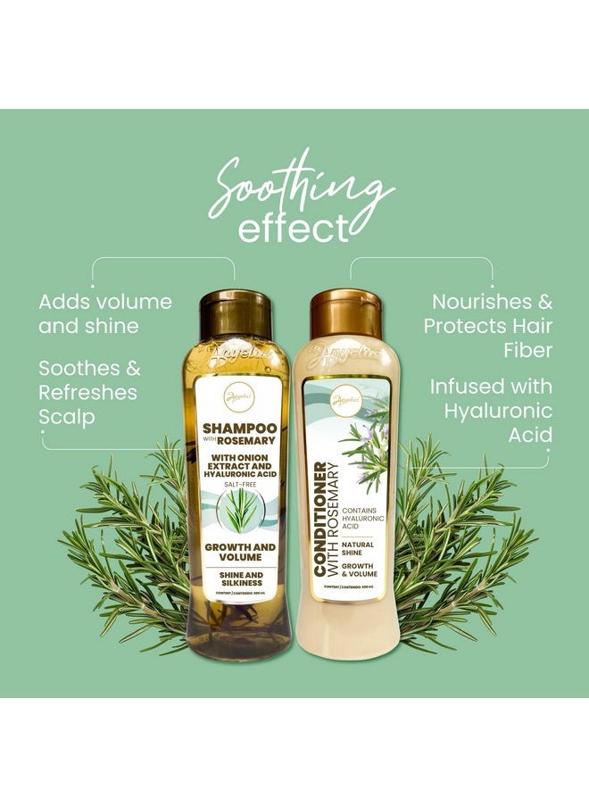 ANYELUZ Rosemary Shampoo and Conditioner Set, with Hyaluronic Acid and Rosemary, Enhances Shine, Natural Extracts, Recommended for All Hair Types