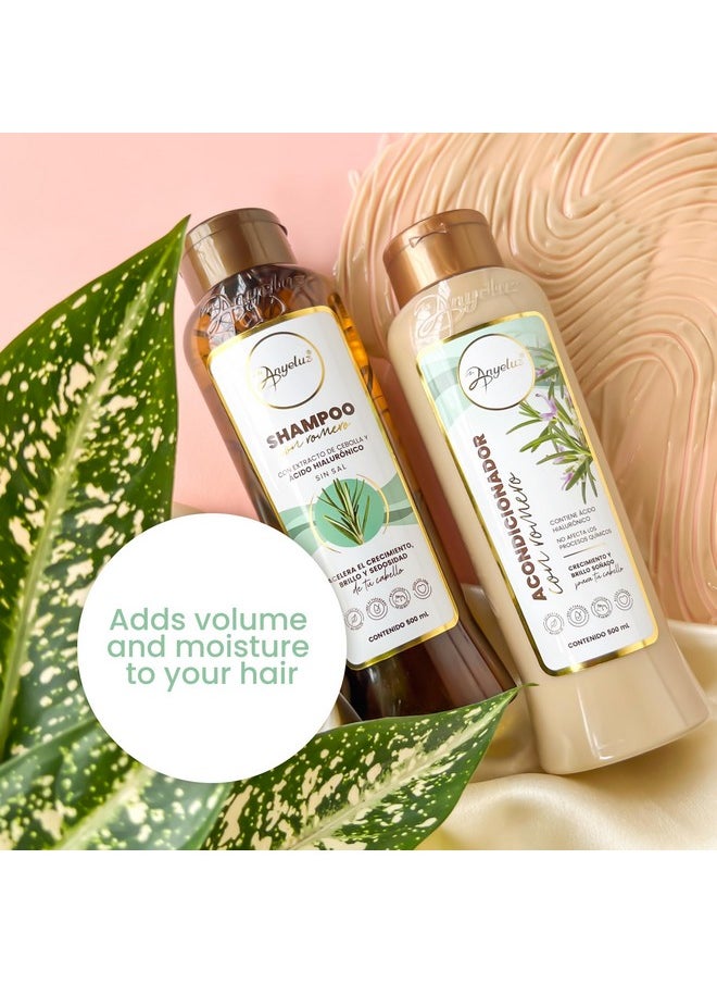 ANYELUZ Rosemary Shampoo and Conditioner Set, with Hyaluronic Acid and Rosemary, Enhances Shine, Natural Extracts, Recommended for All Hair Types