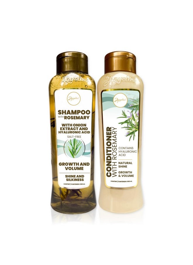 ANYELUZ Rosemary Shampoo and Conditioner Set, with Hyaluronic Acid and Rosemary, Enhances Shine, Natural Extracts, Recommended for All Hair Types