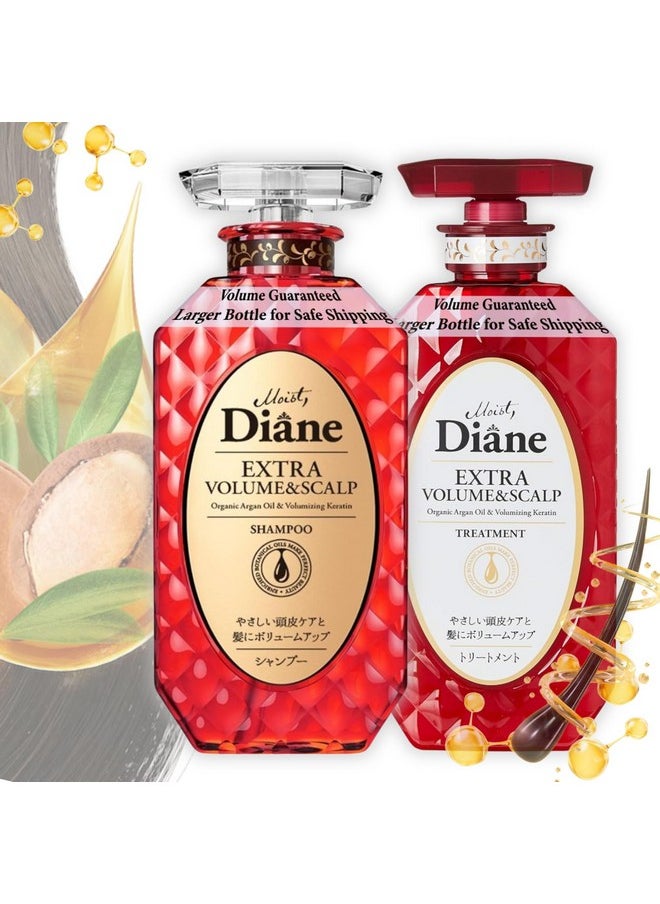 Moist Diane Hair Shampoo and Conditioner Set for Women & Men, Natural Keratin Protein Haircare, Japanese Hydrating Moisturizing Hair & Scalp Hair Care Set, Silicone& Sulfate Free, Extra Volume& Scalp