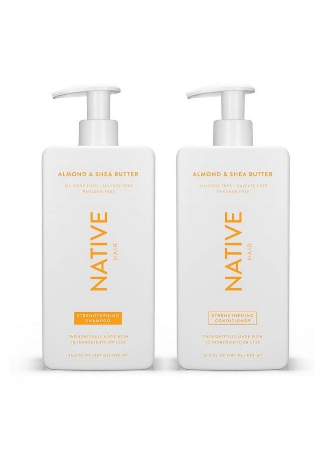 Native Shampoo and Conditioner Contain Naturally Derived Ingredients| All Hair Type Color & Treated, Fine to Dry Damaged, Sulfate & Dye Free - Almond & Shea Butter, 16.5 fl oz each (2 pack)