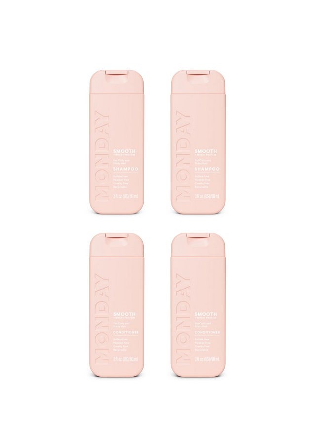 Monday Haircare Smooth Shampoo & Conditioner Travel Pack - 3oz, 90ML Travel Kit (2 x Shampoo,2 x Conditioner)