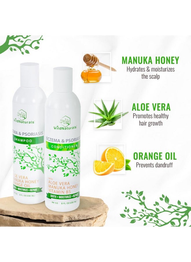 Wild Naturals Eczema Shampoo & Conditioner Set for Men & Women - Anti Dandruff Shampoo for Dry Scalp & Hair - Soothing Relief for Itchy Scalp - Psoriasis Shampoo for Scalp Treatment