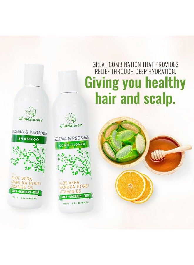 Wild Naturals Eczema Shampoo & Conditioner Set for Men & Women - Anti Dandruff Shampoo for Dry Scalp & Hair - Soothing Relief for Itchy Scalp - Psoriasis Shampoo for Scalp Treatment