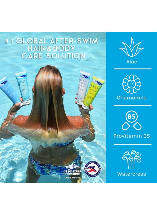 TRISWIM Gift Set Value Pack of 4 + Mesh Bag Travel Kit Swim Care Chlorine Removal Body Wash + Swimmers Shampoo + Conditioner and Lotion 8.5 fl oz for Hydrated Skin and Healthy Hair