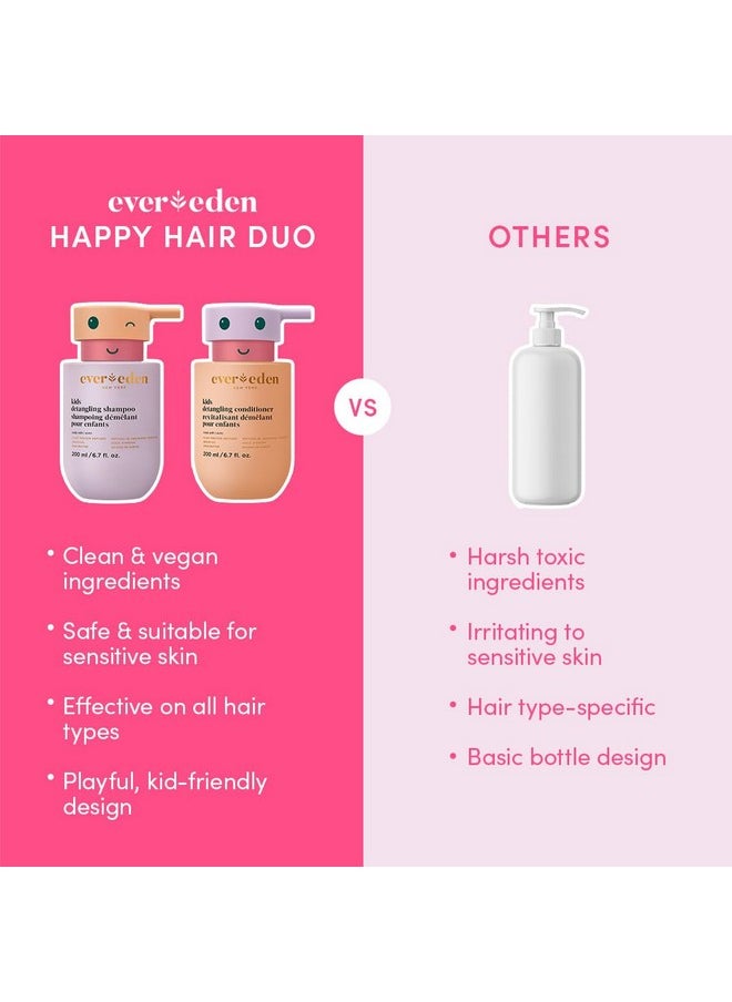 Evereden Kids Haircare Set: Hair Detangling Shampoo & Conditioner for Children Ages 3+, Plant Protein Peptides & Argan Oil, Vegan, Free from Sulfate, Paraben, Phthalate & Petrolatum