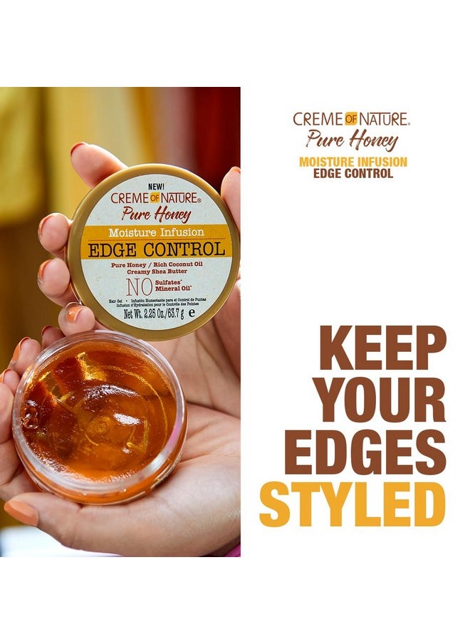 Moisture Infusiuon Edge Control by Creme of Nature, Pure Honey, Coconut Oil and Shea Butter Formula, 2.25 Oz