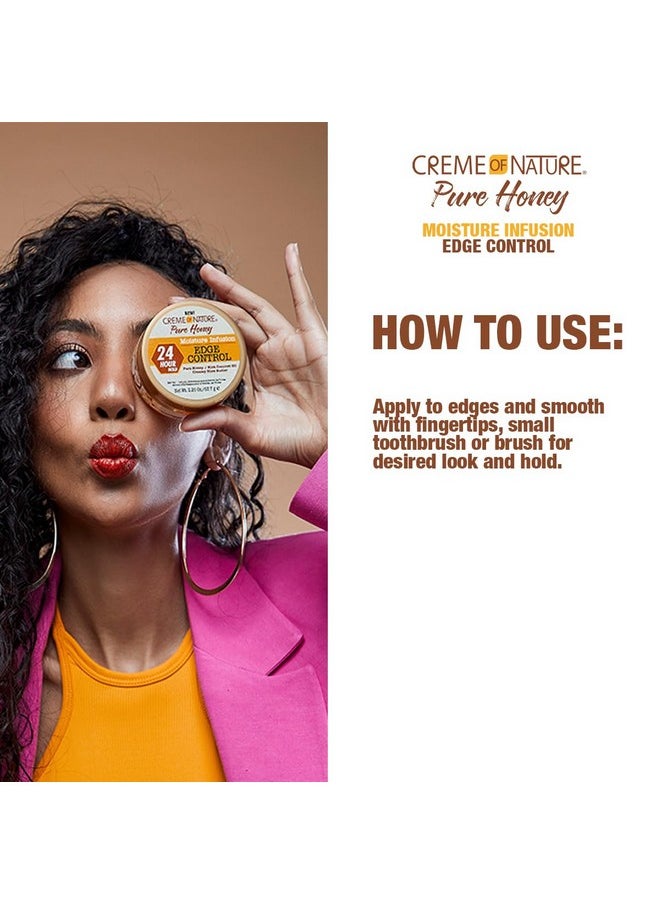 Moisture Infusiuon Edge Control by Creme of Nature, Pure Honey, Coconut Oil and Shea Butter Formula, 2.25 Oz