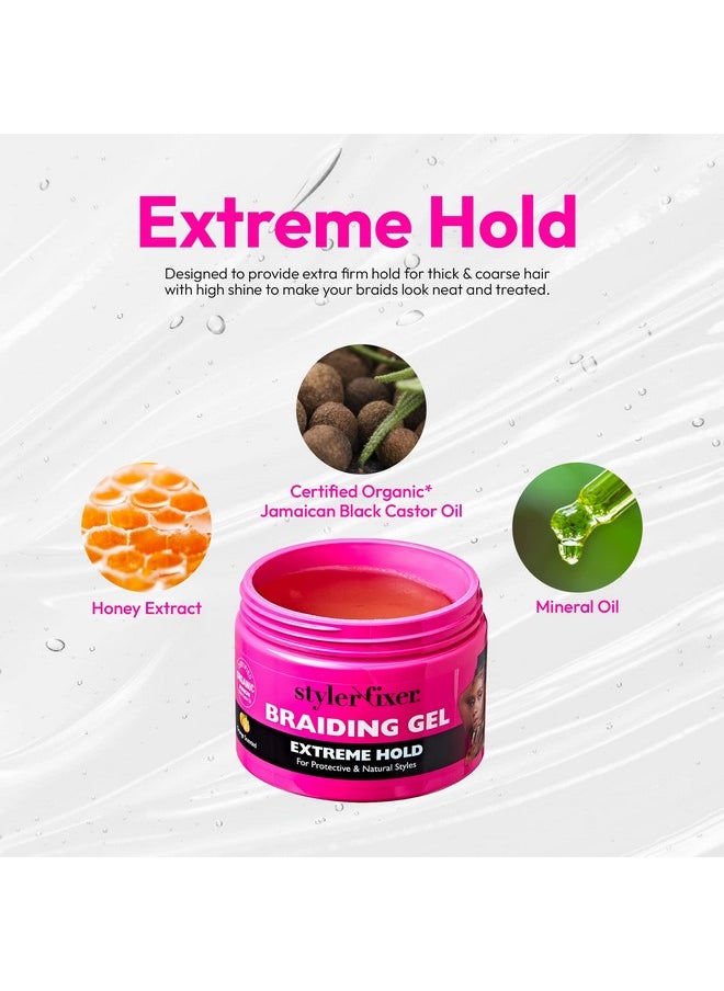 Red by Kiss Braiding Gel Extreme Hold Styler Fixer for Box Braids & Cornrows, Hydrating, Conditioning, Long-Lasting Frizz Control, 4C Moisturizing, Nourishing High Shine (6 fl. oz.)