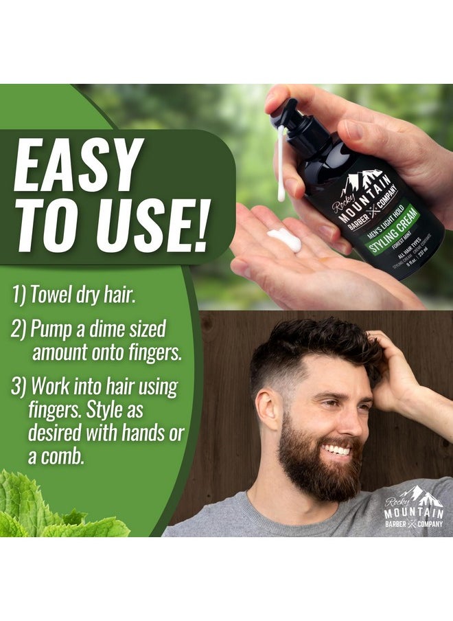 Men’s Hair Styling Cream - Style Your Hair in Seconds - Quick Styling Hair Product with Light Reworkable Hold & Low Shine for Modern Hairstyles - No Artificial Fragrance - For All Hair Types - 8 oz