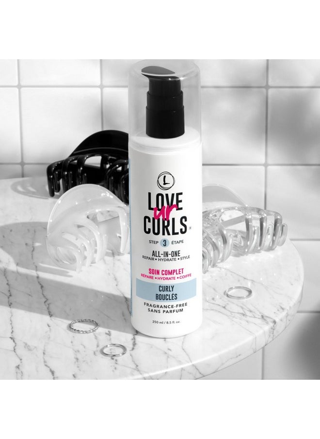Love Ur Curls Fragrance Free All in One Curl Cream Styler for Curly Textured Hair, Repair, Define, Hydrate & Style with Shea Butter, 250mL