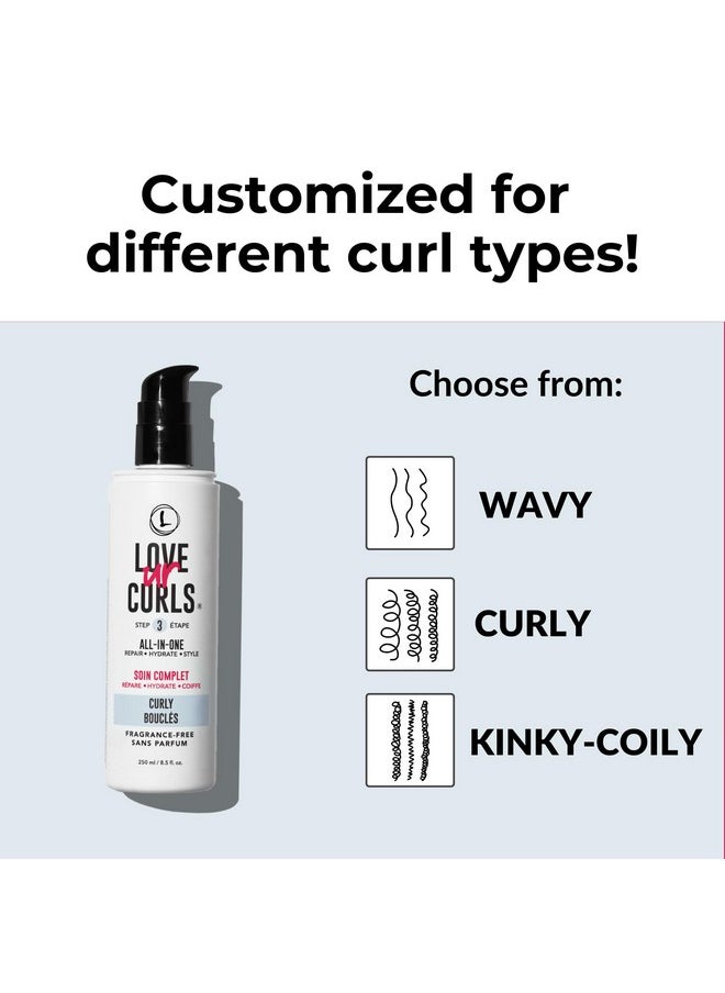 Love Ur Curls Fragrance Free All in One Curl Cream Styler for Curly Textured Hair, Repair, Define, Hydrate & Style with Shea Butter, 250mL