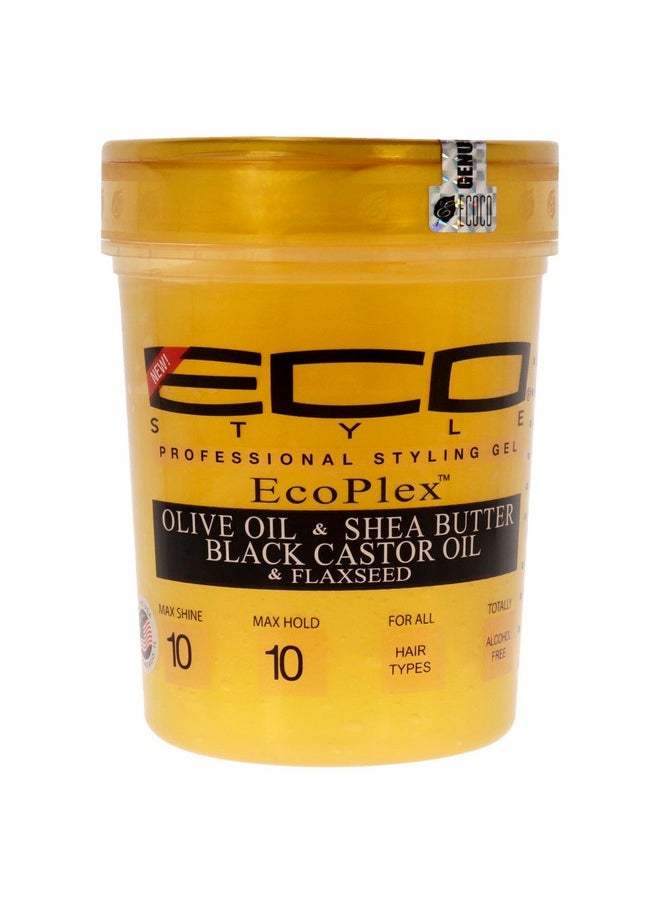 Eco Style Gel - Olive Oil And Shea Butter Black Castor Oil And Flaxseed - Superior Hold And Healthy Shine - Helps Moisturize Scalp - Repairs Damaged Follicles - Promotes Hair Growth - 32 Oz