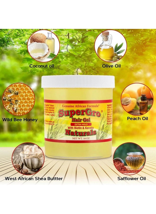 Genuine African Formula SuperGro Extra Hold Gel for Natural Hair Styling - 16 oz