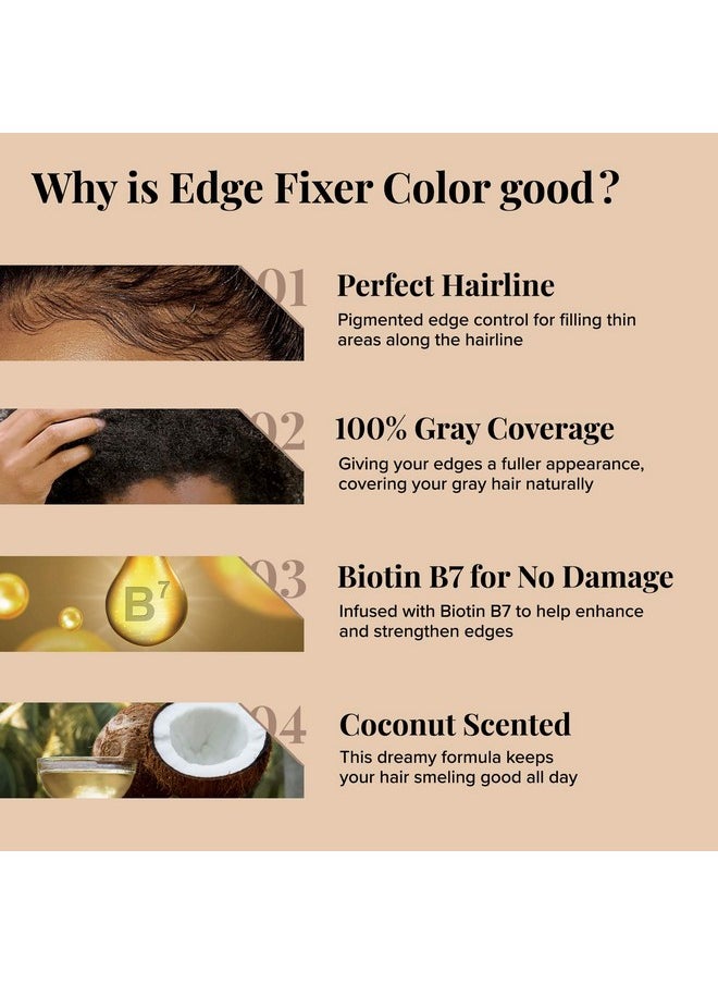 KISS Edge Fixer Color 24 HR Max Hold & 100% Gray Coverage 30mL (1.01 US fl.oz) Natural Black Perfect for Missing Edges