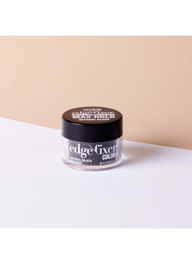 KISS Edge Fixer Color 24 HR Max Hold & 100% Gray Coverage 30mL (1.01 US fl.oz) Natural Black Perfect for Missing Edges