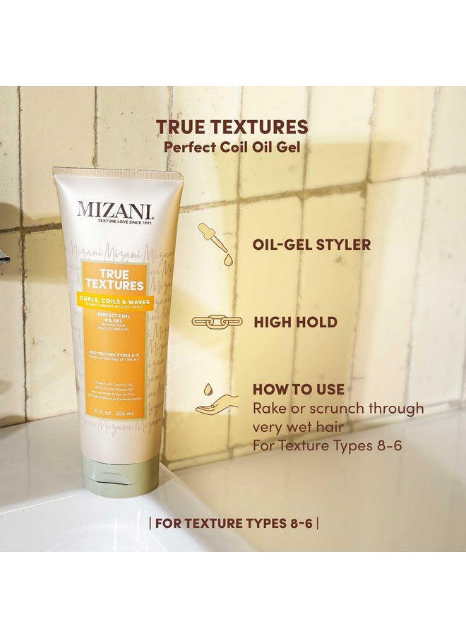 Mizani True Textures Perfect Coil Oil Gel | Curly Hair Gel Styler| Moisturizes and Fights Frizz | With Coconut Oil | Paraben & Silicone-Free | For Curly, Dry Hair | 11 Fl. Oz.