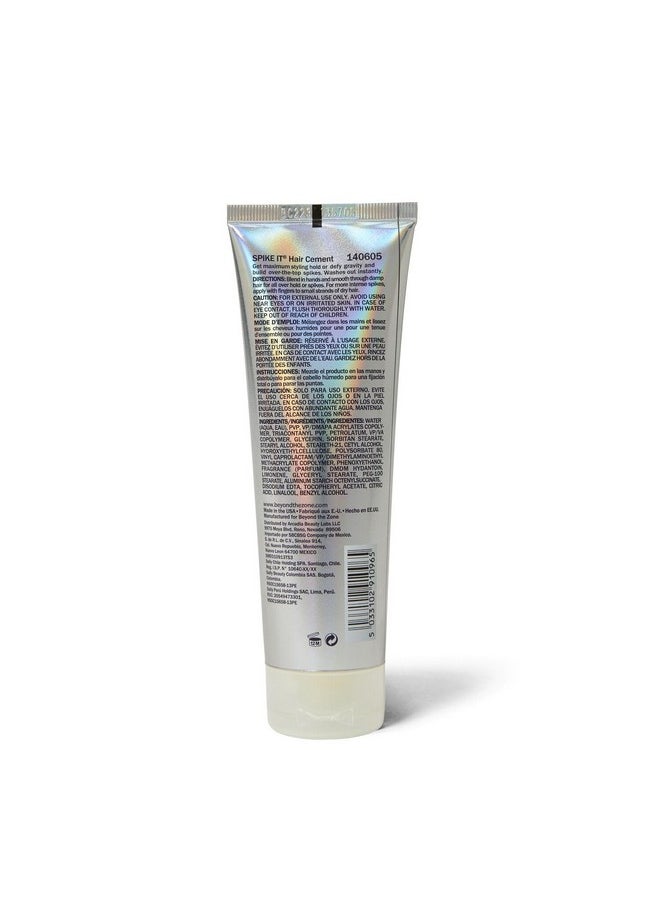 Beyond the Zone Spike It Hair Cement, Strong-Hold Hair Gel, Great for All Hair Types, 4 oz