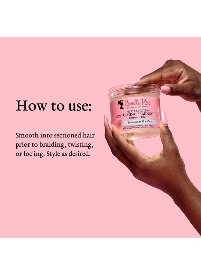 Camille Rose Mint Condition Braid Gel, with Aloe and Sea Moss, for Moisture, Shine, and Curly to Coily Hair Types, 12 oz