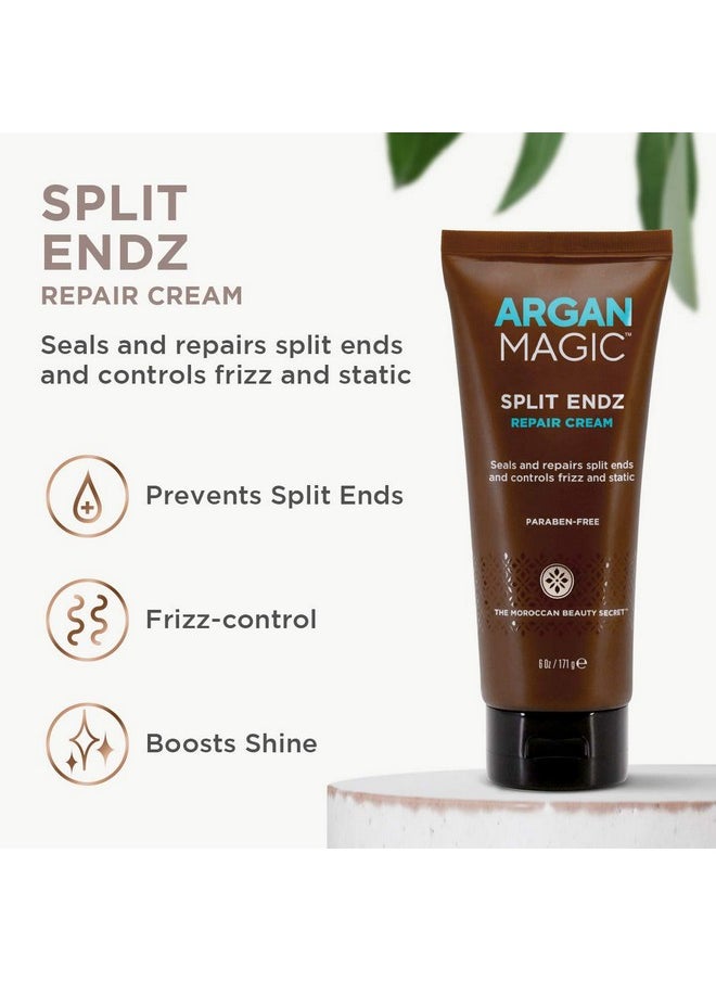 Argan Magic Split Endz Cream - Instantly Binds Frayed and Separated Ends While Preventing Future Breakage | Controls Frizz | Made in USA, Paraben Free, Cruelty Free (6 oz)