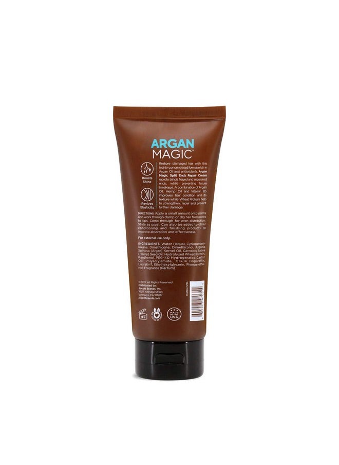 Argan Magic Split Endz Cream - Instantly Binds Frayed and Separated Ends While Preventing Future Breakage | Controls Frizz | Made in USA, Paraben Free, Cruelty Free (6 oz)