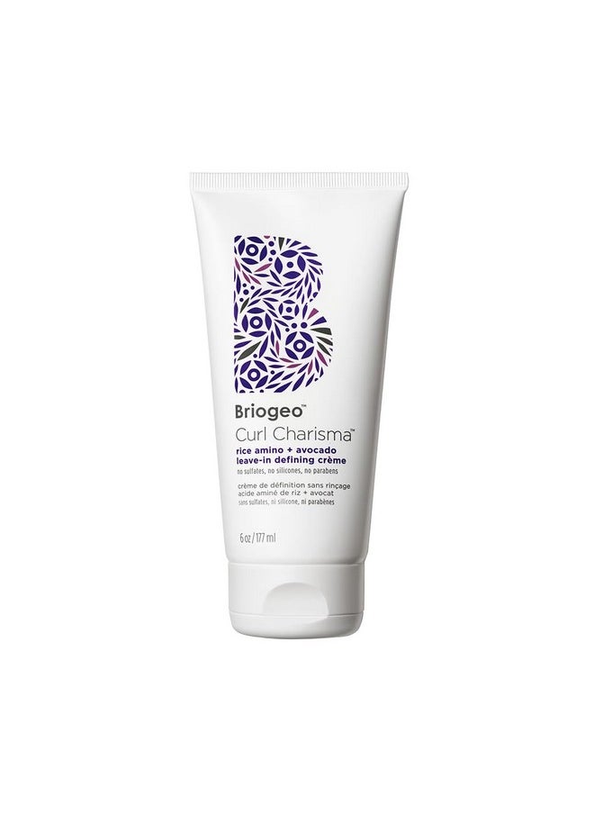 Briogeo Curl Charisma Rice Amino + Avocado Leave-In Defining Crème, Anti Frizz Hair Styling Moisturizer, Leave In Cream for Wavy, Curly, Coily Hair, Boosts Hydration, Vegan, Cruelty-Free, 6 fl oz