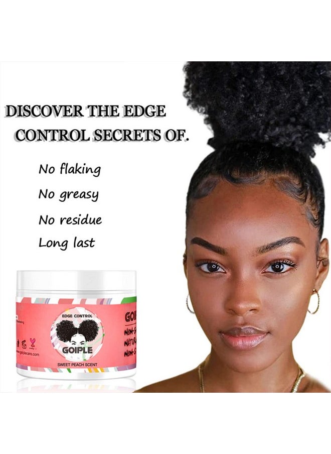 Edge Control Wax for Women Strong Hold Non-greasy Edge Control Smoother Edge Tamer, Edge Wax Styling Tamer Edge Control for Black Hair No Flaking, White Residue, Shine and Smooth 4oz (Sweet Peach )