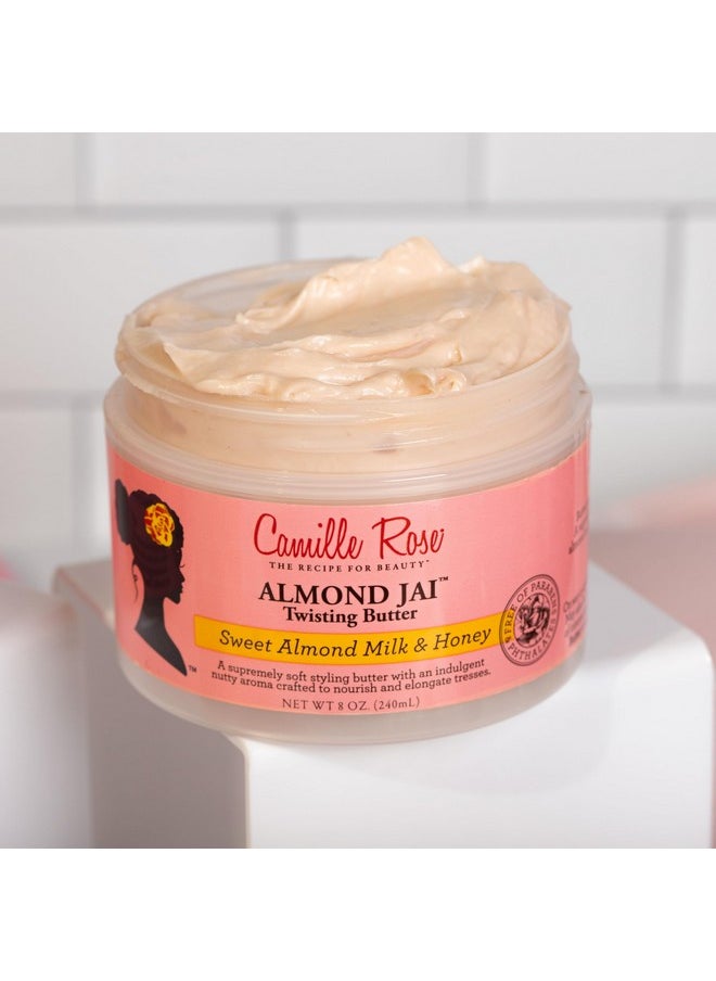 Camille Rose Almond Jai Twisting Hair Styling Butter, with Aloe and Honey, to Soften Smooth and Moisturize, for All Hair Types, 8 oz