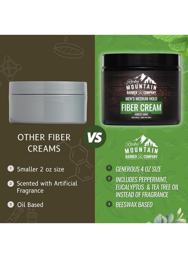 Men’s Fiber Hair Cream - Classic Hair Styling Product with Medium Hold & Shine for Modern and Classic Hairstyles - No Artificial Fragrance - For All Hair Types - Easy to Wash Out - 4 oz